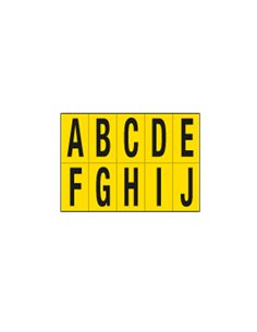 Foglio con 10 lettere autoadesive da A a J nero/giallo 70x124mm 906AJ CARTELLI SEGNALATORI BUSTE PER IDENTIFICAZIONE E LEGGII