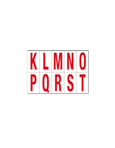 Foglio con 10 lettere autoadesive da K a T rosso/bianco 70x124mm 916KT