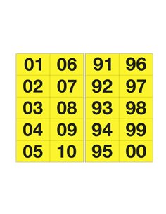 Kit numeri adesivi da 01 a 99 nero/giallo 44x34mm 908.31 CARTELLI SEGNALATORI BUSTE PER IDENTIFICAZIONE E LEGGII