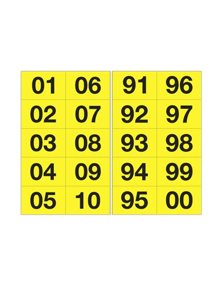 Kit numeri adesivi da 01 a 99 nero/giallo 44x34mm 908.31 CARTELLI SEGNALATORI BUSTE PER IDENTIFICAZIONE E LEGGII