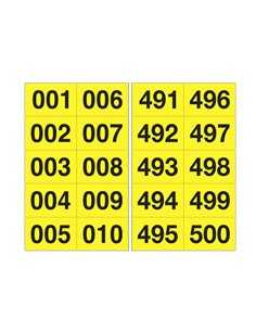 Kit numeri adesivi da 001 a 500 nero/giallo 45 x 24mm 908.25 CARTELLI SEGNALATORI BUSTE PER IDENTIFICAZIONE E LEGGII