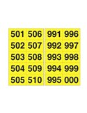 Kit numeri adesivi da 501-999 nero/giallo 45 x 24mm 908.29