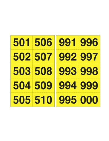 Kit numeri adesivi da 501-999 nero/giallo 45 x 24mm 908.29