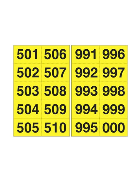Kit numeri adesivi da 501-999 nero/giallo 45 x 24mm 908.29