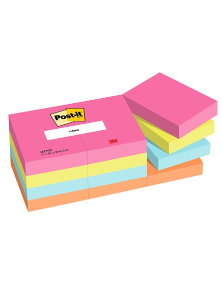 Cf. 12pz blocco 100fg. Post-it® Notes 38x51mm 653-POP Popmistic 7100290158 POST-IT BLOCCHI ADESIVI-DISPENSER