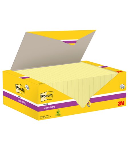 Cf20+4pz blocco 90fg.Post-it® Super Sticky 76x127mm655-SSCY-VP24 giallo Canary 7100236612 POST-IT BLOCCHI ADESIVI-DISPENSER