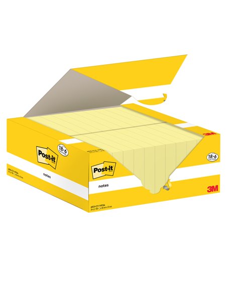 Cf. 18+6pz blocco 100fg.Post-it® Notes 38x51mm 653-CY-VP24 giallo Canary 7100317764