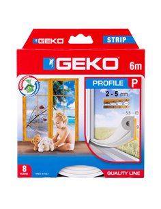 Guarnizione in gomma per isolamento STRIP 6mt tipo P bianco Geko 1000/9