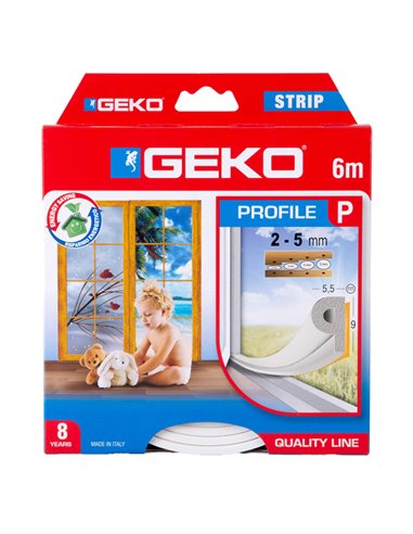 Guarnizione in gomma per isolamento STRIP 6mt tipo P bianco Geko 1000/9