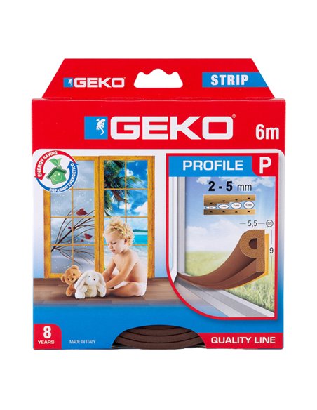 Guarnizione in gomma per isolamento STRIP 6mt tipo P marrone Geko 1000/7