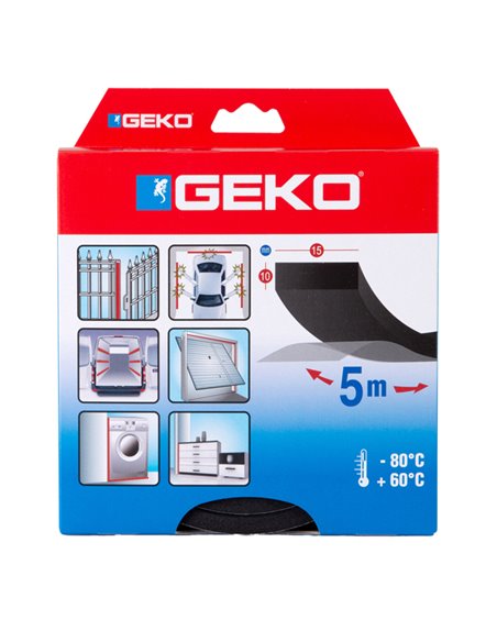 Guarnizione adesiva in neoprene per serramenti MUSS 15x10mmx5mt Geko 1300/15 Geko PARAFREDDO