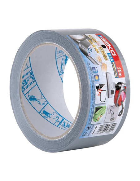 Nastro telato americano USA PREMIUM 50mmx25mt argento Geko 19100/1 Geko SEGNALETICA