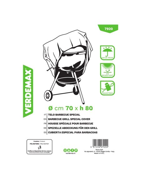 Telo di copertura per BBQ Special ø70 x h 80cm Verdemax 7920