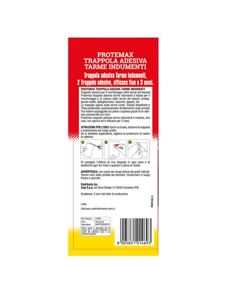 Blister con 2 trappole adesive per tarme in indumenti Protemax PROTE349