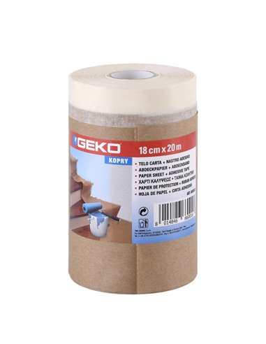Bobinetta nastro adesivo e telo in carta 18cmx20mt Geko 40000/3 Geko BOLLE E RIEMPITIVI