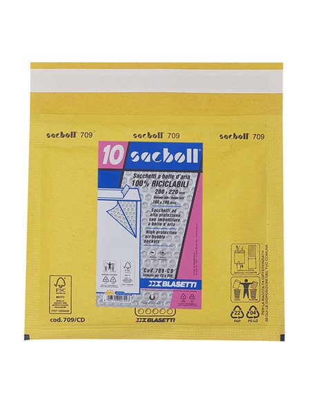 10 Buste imbottite Sacboll in carta avana CD 20x22cm BLASETTI 0709 BLASETTI BUSTE IMBOTTITE