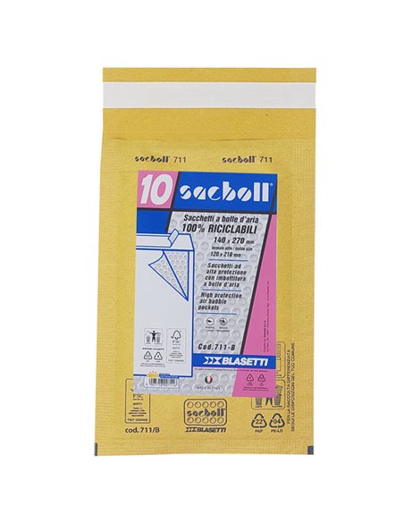 10 Buste imbottite Sacboll in carta avana B 14X27cm BLASETTI 0711 BLASETTI BUSTE IMBOTTITE