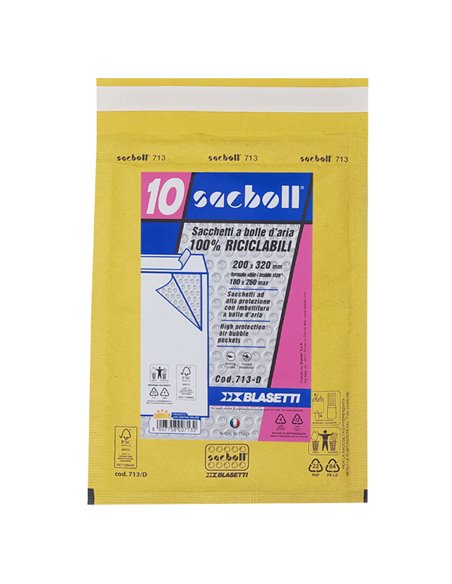 10 Buste imbottite Sacboll in carta avana D 20X32cm BLASETTI 0713 BLASETTI BUSTE IMBOTTITE