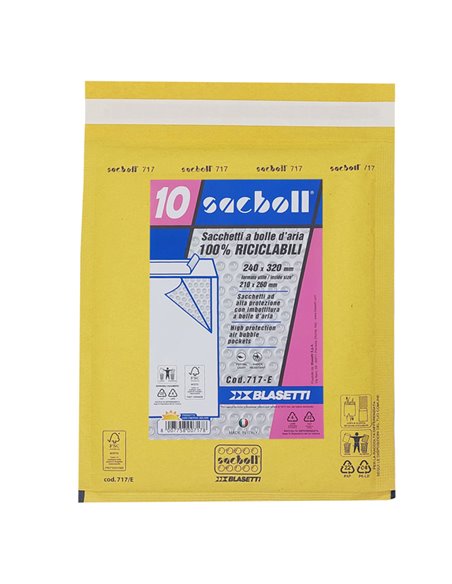 10 Buste imbottite Sacboll in carta avana E 24X32cm BLASETTI 0717 BLASETTI BUSTE IMBOTTITE