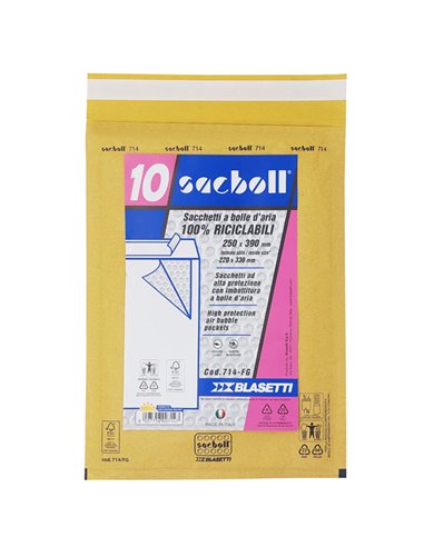 10 Buste imbottite Sacboll in carta avana FG 25X39cm BLASETTI 0714 BLASETTI BUSTE IMBOTTITE