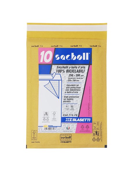10 Buste imbottite Sacboll in carta avana FG 25X39cm BLASETTI 0714 BLASETTI BUSTE IMBOTTITE