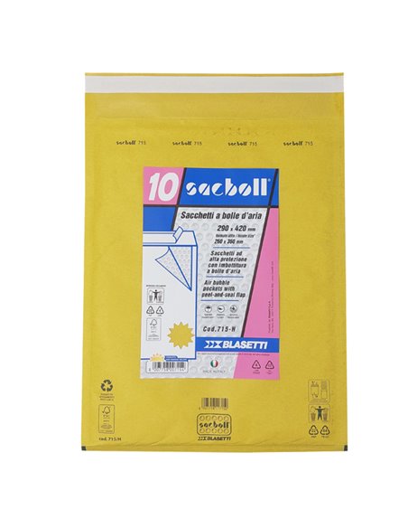 10 Buste imbottite Sacboll in carta avana H 29X42cm BLASETTI 0715 BLASETTI BUSTE IMBOTTITE