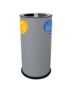 Contenitore tondo 3 scomparti 70L in acciaio grigio Stilcasa 873/G