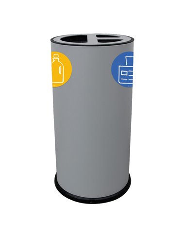 Contenitore tondo 3 scomparti 70L in acciaio grigio Stilcasa 873/G