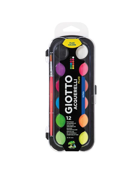 Colori acquerello 12 pastiglie fluo Ø30mm GIOTTO F351400 GIOTTO ACQUERELLI-COLORI A DITA