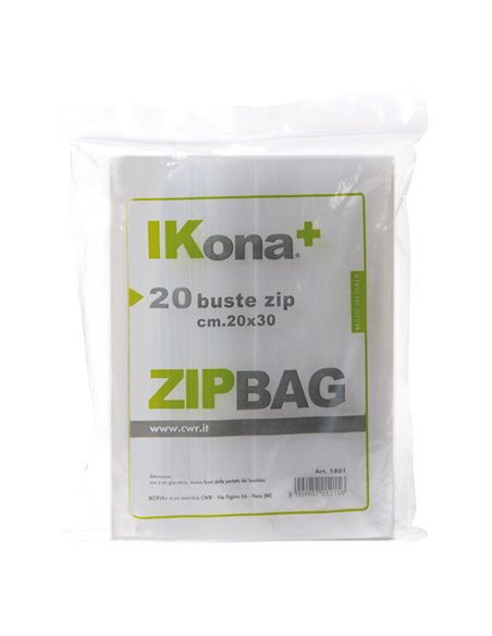 20 SACCHETTI ZIP 10x20cm IN PLASTICA 1800 Ikona+ 1800 IKona+ SACCHETTI ZIP