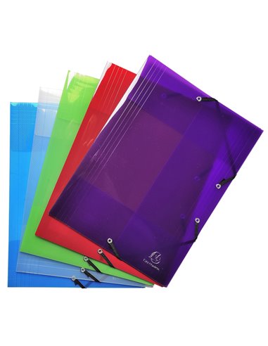 Cartella 3 lembi c/elastici in PP A4 colori ass. 56701E Crystal Colours Exacompt 56701E EXACOMPTA CARTELLINE A TRE LEMBI PLAS...