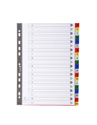 Separatore alfabetico A-Z a 20 TACCHE PPL colorato A4 94E Exacompta 94E EXACOMPTA DIVISORI-SEPARATORI CON TASTI STAMPATI