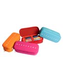 Astuccio 2 zip silicone e poliestere 21x5xc9cm colori assortiti Monocromo Pigna 023310400