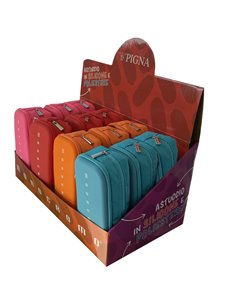 Astuccio 2 zip silicone e poliestere 21x5xc9cm colori assortiti Monocromo Pigna 023310400 PIGNA ASTUCCI-BUSTINE 2