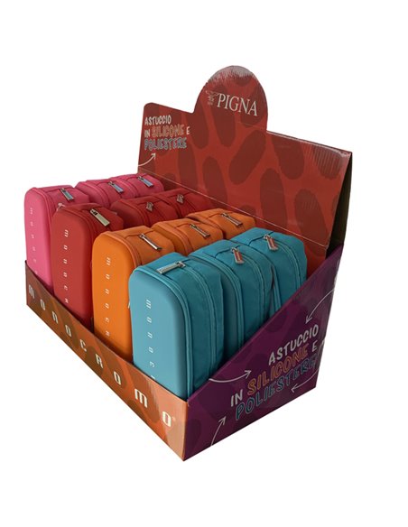 Astuccio 2 zip silicone e poliestere 21x5xc9cm colori assortiti Monocromo Pigna 023310400 PIGNA ASTUCCI-BUSTINE