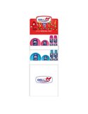 Espositore da terra Mini con piatti e bicchieri Reuse fucsia e turchese Dopla 36453