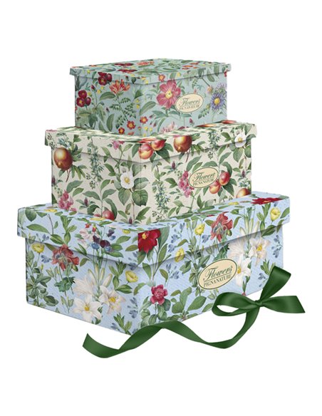 Set 3 scatole regalo c/nastro Nature Flowers fantasie e dim. assortite Pigna 0232951