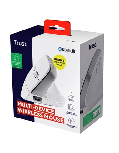 Mouse Ergonomico Bayo+ wireless Bianco -Trust 25399 TRUST TASTIERE E MOUSE