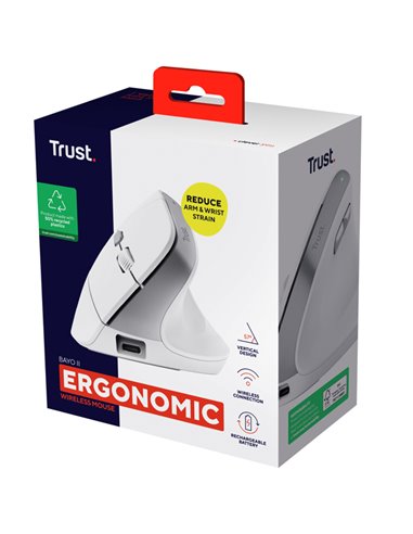 Mouse Ergonomico Bayo II wireless Bianco -Trust 25398