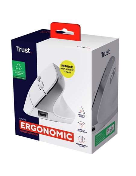 Mouse Ergonomico Bayo II wireless Bianco -Trust 25398