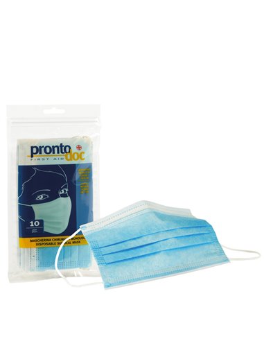 Conf. 10 mascherine chirurgiche monouso tipo IIR 3 veli celeste ProntoDoc 4178 ProntoDoc MEDICAMENTI