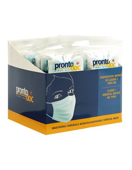 Conf. 10 mascherine chirurgiche monouso tipo IIR 3 veli celeste ProntoDoc 4178 ProntoDoc MEDICAMENTI
