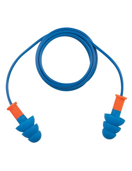 Sacchetto 50 paia di tappi auricolari rilevabili c/cordino blu Deltaplus CONICFIRDE050BL DELTAPLUS DPI PER TESTA E UDITO