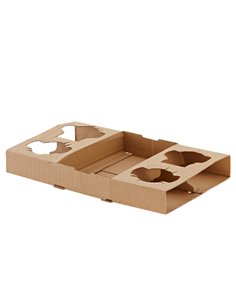 Conf 50 Portabicchieri asporto da 4 posti 29x17,5x3,5cm carta kraft avana Leone H0738