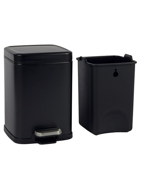 Bidone Pico con pedale e vaschetta 4L nero satinato Perfetto 28151