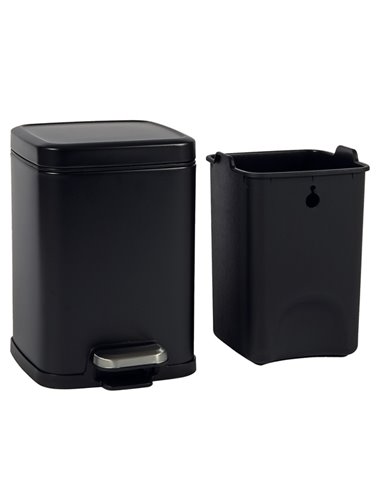 Bidone Pico con pedale e vaschetta 6L nero satinato Perfetto 28161