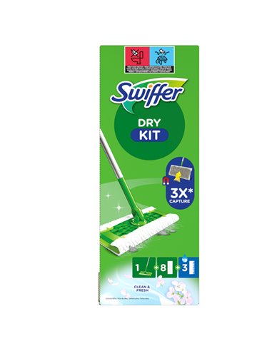 Swiffer Dry - STARTER KIT COMPLETO con 8 PANNI e 3 PANNI WET PG264