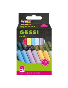 Scatola 12 gessetti tondi 10x81mm colori assortiti Deco 12508