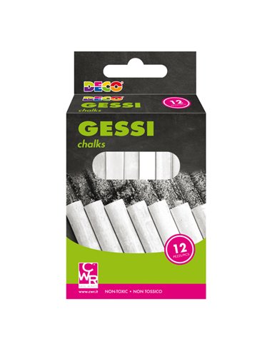 Scatola 12 gessetti tondi 10x81mm bianchi Deco 12509