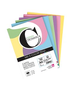 Risma 100 fg Cromatica 80gr A4 colori assortiti tenui CWR 12296/100 CWR CARTONCINO COLORATO